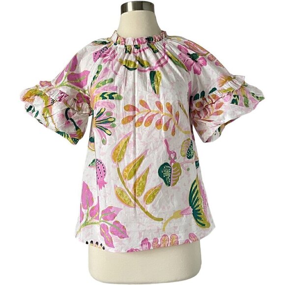 Banjanan Marie Top Muse Spring Floral Cotton Blouse XS - Picture 9 of 9